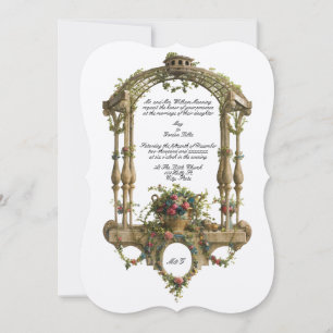Baroque Rococo Style Color Floral Pergola Wedding Invitation