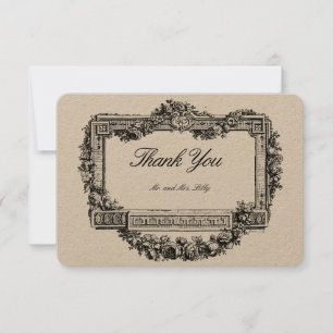 Baroque Rococo Style Floral Border Frame Thank You Card