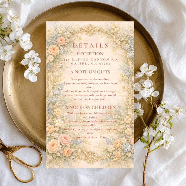 Baroque Rose Garden Wedding Enclosure Card (Creator Uploaded)
