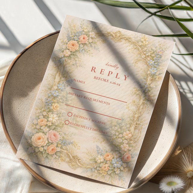 Baroque Rose Garden Wedding RSVP Card (Creator Uploaded)