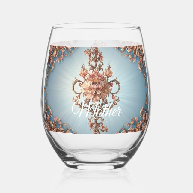 Baroque Rose   Stemless Wine Glass (Front)