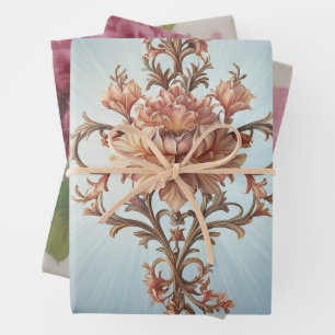 Baroque Rose  Wrapping Paper Flat Sheet Set of 3