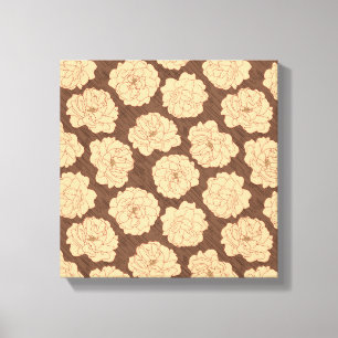 Baroque Roses on walnut brown - seamless pattern. Canvas Print