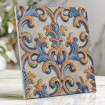 Baroque Scroll Damask Blue Gold Italian Style Tile<br><div class="desc">Bring the opulence of Italian Baroque design to your home with this exquisite ceramic tile. Inspired by classic scrollwork and damask patterns, the tile features a raised, textured design in shades of blue and gold on a light, neutral background. This tile is perfect for adding a touch of timeless elegance...</div>