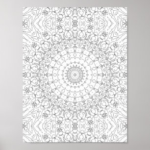 Baroque Scroll work Colouring Page Pattern Artwork Poster