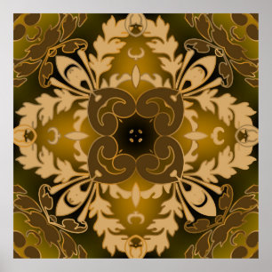 Baroque seamless pattern. Vintage ornate glowing f Poster