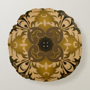 Baroque seamless pattern. Vintage ornate glowing f Round Cushion