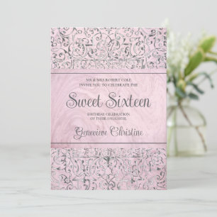 Baroque Silver Frame Quinceanera Invitation