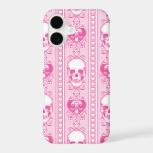 Baroque Skull Stripe Pattern Pink