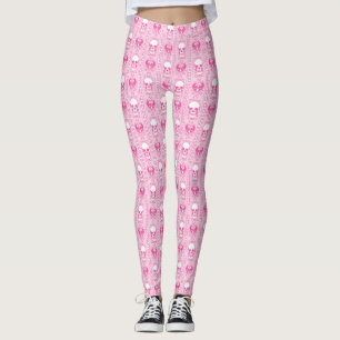 Baroque Skull Stripe Pattern Pink Leggings
