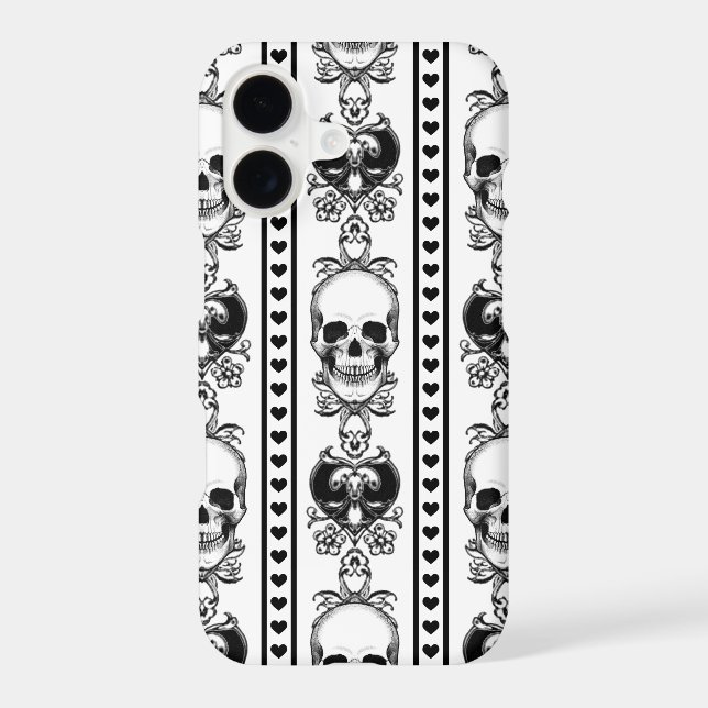 Baroque Skull Stripe Pattern White (Back)