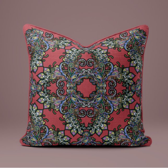 Baroque Splendour Pillow in Wine Red (Creator Uploaded)