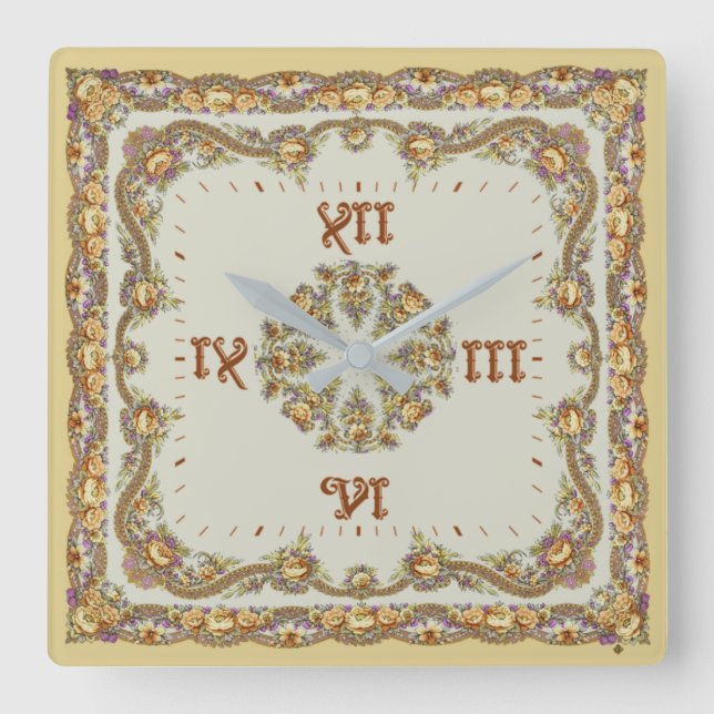 Baroque Square Wall Clock (Front)