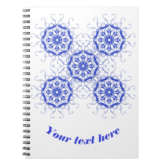 baroque style blue element.text. spiral notebook (Front)