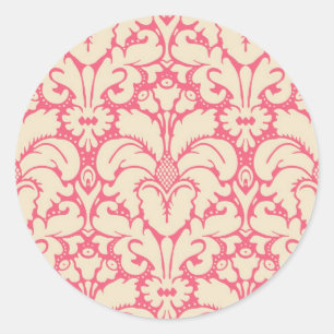 Baroque style damask background 2 classic round sticker