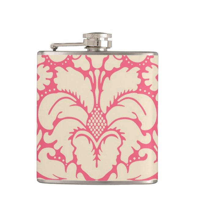 Baroque style damask background 2 hip flask (Front)