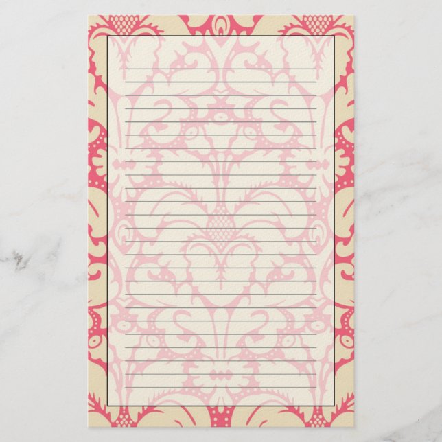 Baroque style damask background 2 stationery (Front)