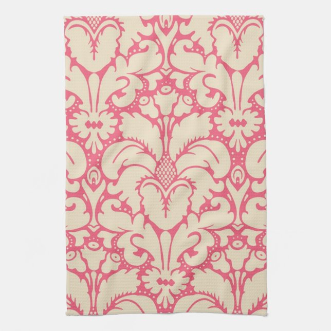 Baroque style damask background 2 tea towel (Vertical)