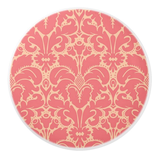 Baroque style damask background ceramic knob (Front)
