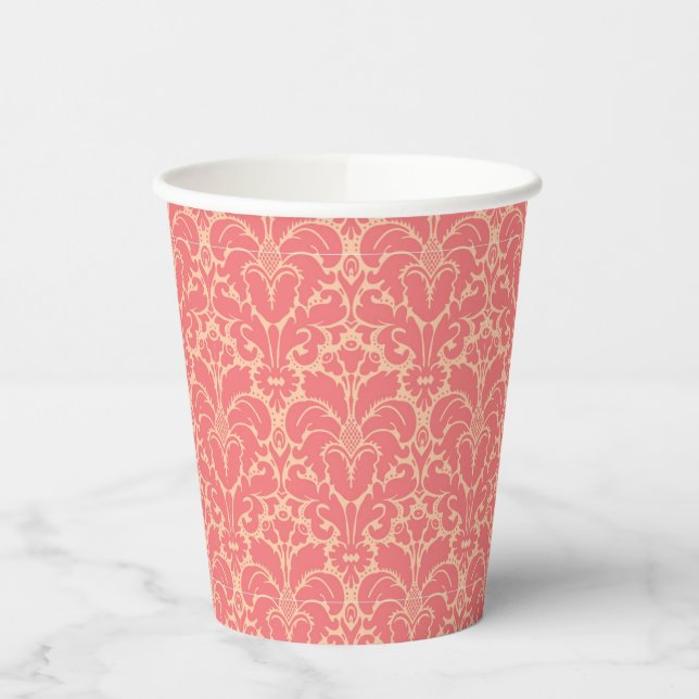 Baroque style damask background paper cups (Left)