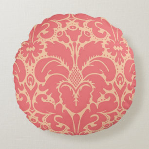 Baroque style damask background round cushion