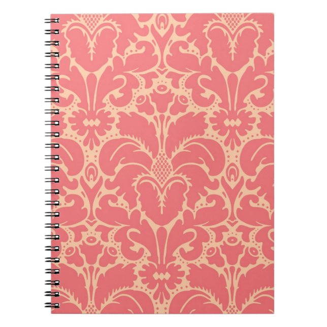 Baroque style damask background spiral notebook (Front)
