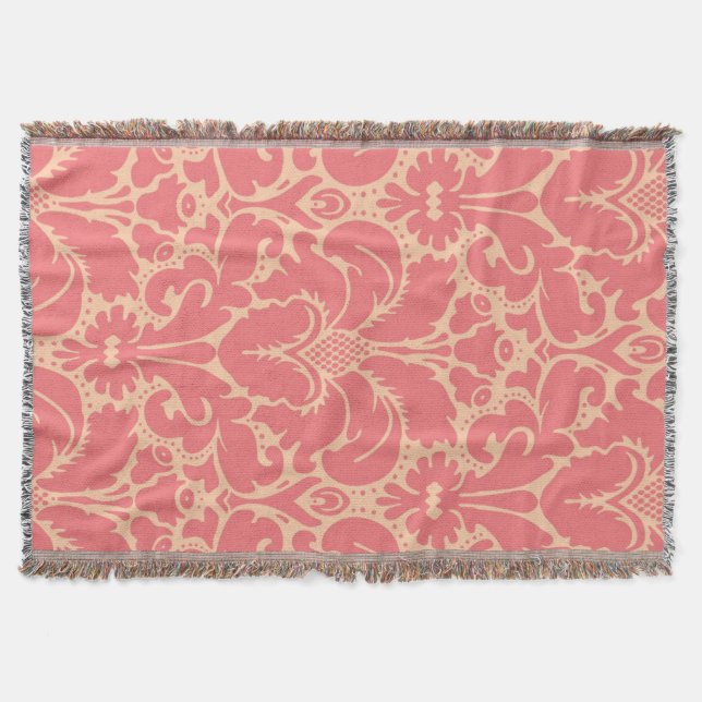 Baroque style damask background throw blanket (Front)
