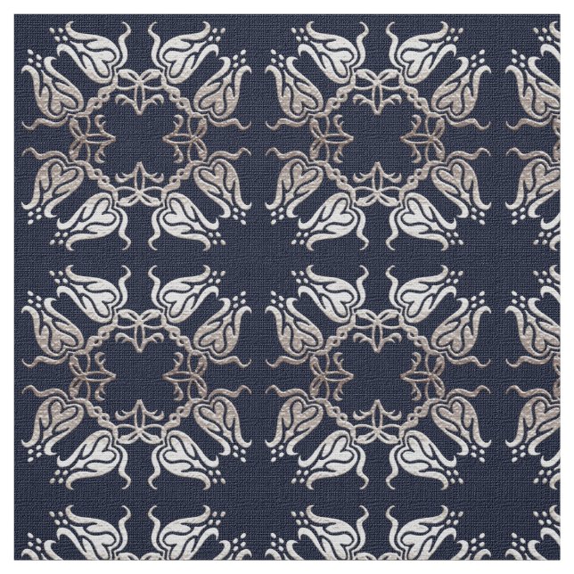 baroque style floral  blue pattern fabric (Swatch)