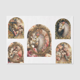 Baroque Style Floral Exotic Woman  Horse Decoupage Tissue Paper