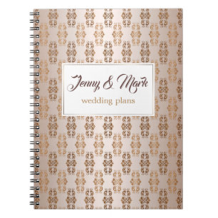 Baroque style gradient beige pattern. Text. Spiral Notebook