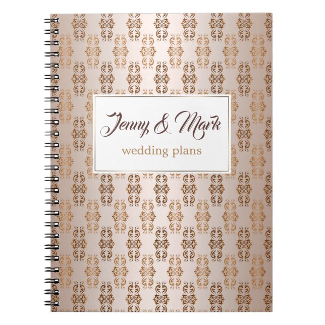 Baroque style gradient beige pattern. Text. Spiral Notebook (Front)