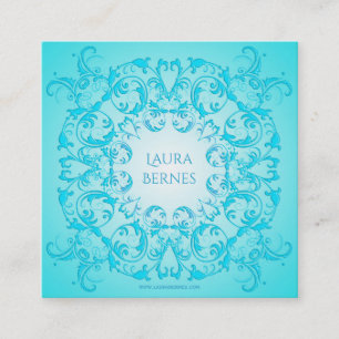 Baroque style turquoise gradient texture. square business card