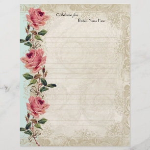 Baroque Style Vintage Rose Aqua n Cream Lace Flyer