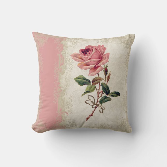 Baroque Style Vintage Rose Lace Cushion (Front)
