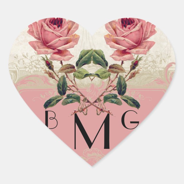 Baroque Style Vintage Rose Lace Heart Sticker (Front)