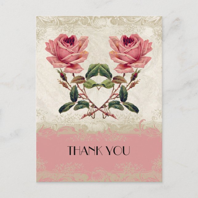 Baroque Style Vintage Rose Lace Postcard (Front)