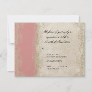 Baroque Style Vintage Rose Lace RSVP Card