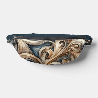 Baroque Swirl Pattern in Blue & Gold Bum Bags