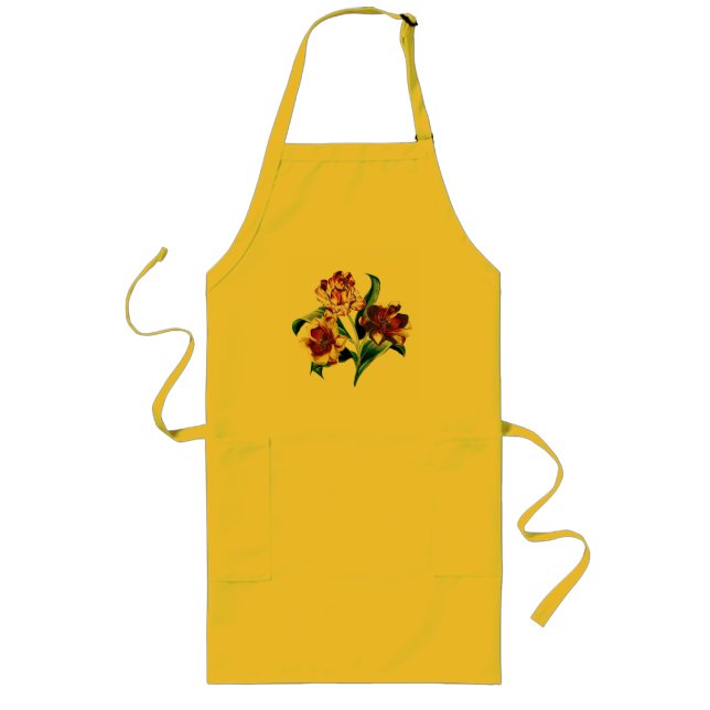 Baroque Tulip Floral  Long Apron (Front)
