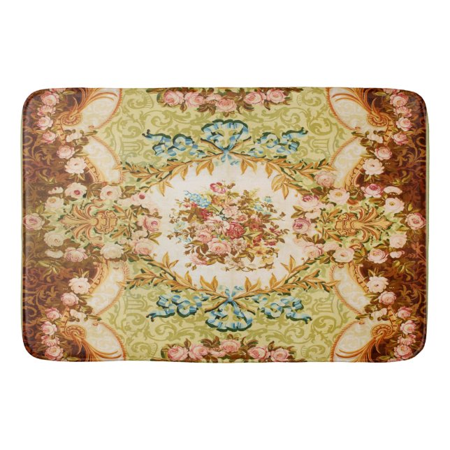 Baroque Victorian floral rose french tapestry Bath Mat (Front)