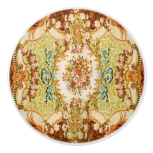 Baroque Victorian floral rose french tapestry Ceramic Knob