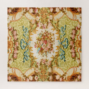 Baroque Victorian floral rose french tapestry Jigsaw Puzzle