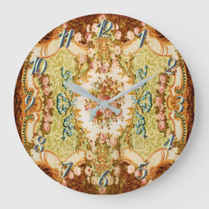 Baroque Victorian floral rose french tapestry Large Clock
