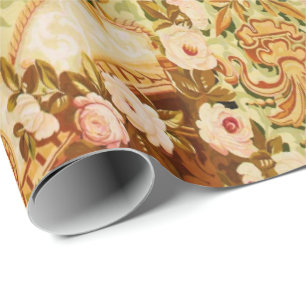 Baroque Victorian floral rose french tapestry Wrapping Paper