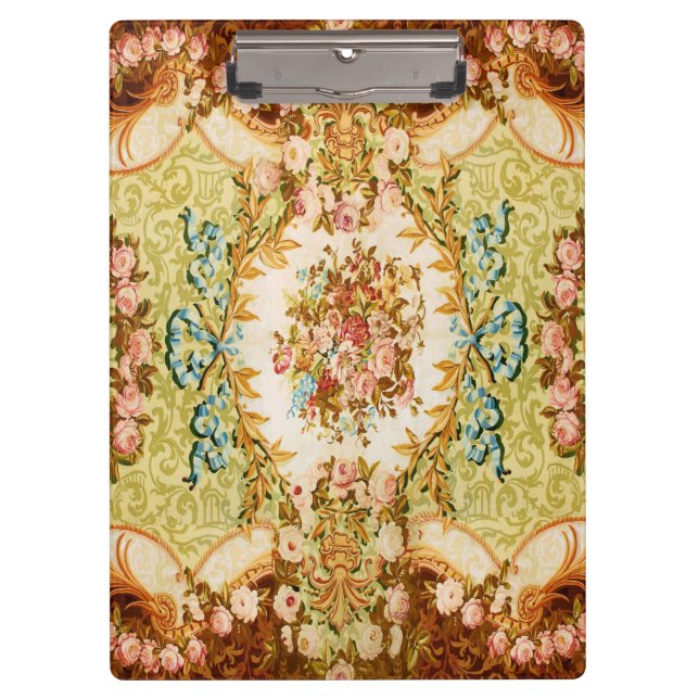 Baroque Victorian floral rose tapestry Clipboard (Front)