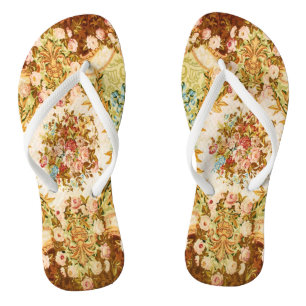 Baroque Victorian floral rose tapestry Jandals