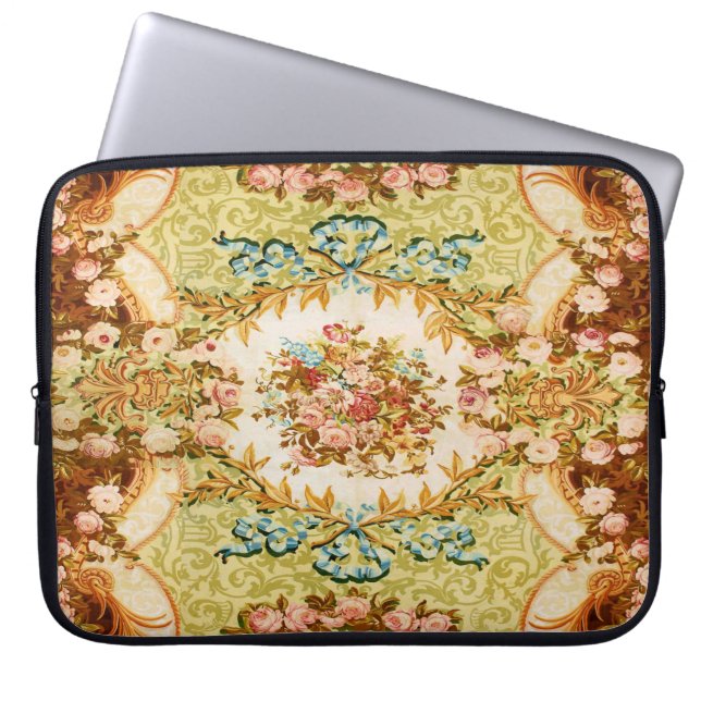 Baroque Victorian floral rose tapestry Laptop Sleeve (Front)