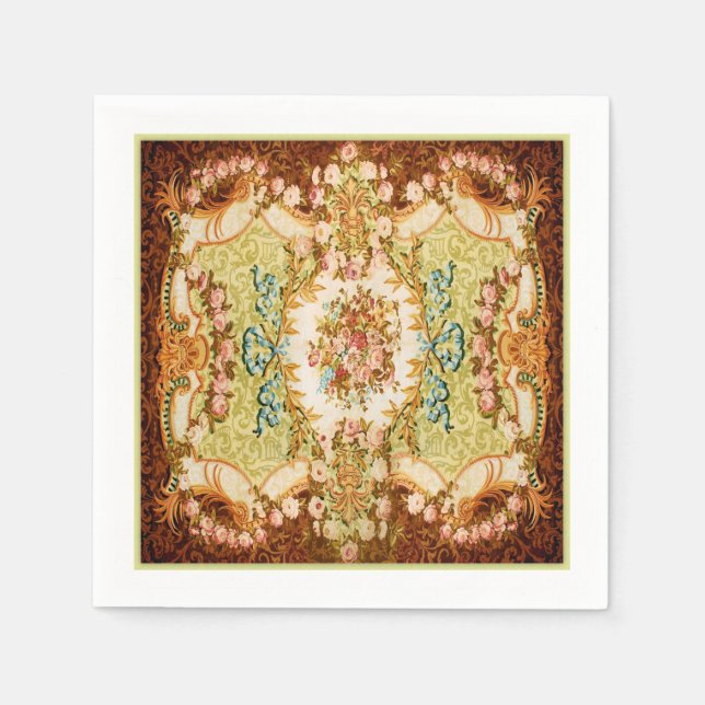 Baroque Victorian floral rose tapestry Napkin (Front)