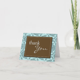 Baroque Vintage Aqua Blue Thank You Card