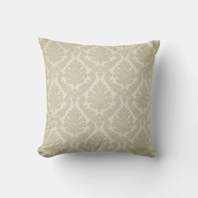 Baroque Vintage Damask | putty Cushion (Front)